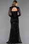 Robe de Soirée Longue Perlé Noir ABU6564