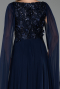Robe de Soirée Longue Mousseline Bleu Marine ABU6566
