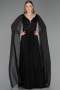 Robe de Soirée Longue Mousseline Noir ABU6566