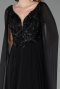 Robe de Soirée Longue Mousseline Noir ABU6566