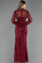 Robe de Soirée Longue Perlé Rouge Bordeaux ABU6567
