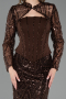 Robe de Soirée Longue Perlé Brun foncé ABU6567