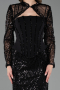 Robe de Soirée Longue Perlé Noir ABU6567