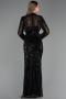Robe de Soirée Longue Perlé Noir ABU6567