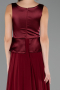 Robe de Soirée Longue Mousseline Rouge Bordeaux ABU6568