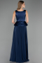 Robe de Soirée Longue Mousseline Bleu Marine ABU6568