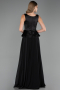 Robe de Soirée Longue Mousseline Noir ABU6568