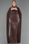 Robe de Soirée Longue Perlé Brun clair ABU6569
