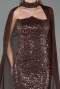 Robe de Soirée Longue Perlé Brun clair ABU6569