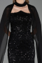 Robe de Soirée Longue Perlé Noir ABU6569