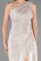 Robe de Soirée Longue Mousseline Beige ABU6622
