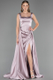 Robe de Soirée Longue Satin Couleur Rose ABU6572