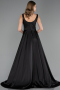 Robe de Soirée Longue Satin Noir ABU6572