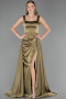 Robe de Soirée Longue Satin Vert Huile ABU6572