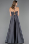 Robe de Soirée Longue Satin Anthracite ABU6573