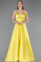 Robe de Soirée Longue Satin Pistache vert ABU6573