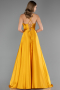 Robe de Soirée Longue Satin Moutarde ABU6573