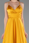Robe de Soirée Longue Satin Moutarde ABU6573