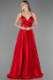 Robe de Soirée Longue Satin Rouge ABU6573