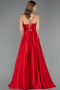 Robe de Soirée Longue Satin Rouge ABU6573