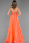 Robe de Soirée Longue Satin Corail ABU6573
