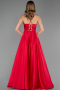 Robe de Soirée Longue Satin Couleur Cerise ABU6573