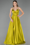 Robe de Soirée Longue Satin Vert Huile ABU6573