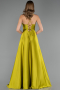 Robe de Soirée Longue Satin Vert Huile ABU6573
