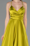 Robe de Soirée Longue Satin Vert Huile ABU6573