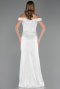 Robe Queue de Poisson Longue Satin Blanc ABU6574
