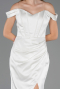Robe Queue de Poisson Longue Satin Blanc ABU6574