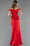 Robe Queue de Poisson Longue Satin Rouge ABU6574