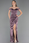 Robe Queue de Poisson Longue Satin Lavande ABU6574