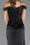 Robe Queue de Poisson Longue Satin Noir ABU6574