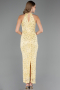 Robe de Soirée Longue Dantelle Jaune ABU6578