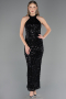 Robe de Soirée Longue Dantelle Noir ABU6578