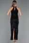 Robe de Soirée Longue Dantelle Noir ABU6578