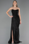 Robe de Soirée Longue Mousseline Noir ABU6580