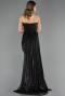 Robe de Soirée Longue Mousseline Noir ABU6580
