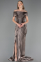 Robe De Soirée Grande Taille Longue Mousseline Vison ABU6604