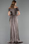 Robe De Soirée Grande Taille Longue Mousseline Vison ABU6604