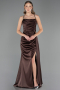 Robe de Soirée Longue Satin Brun ABU6584