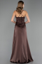 Robe de Soirée Longue Satin Brun ABU6584
