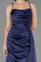 Robe de Soirée Longue Satin Bleu Marine ABU6584