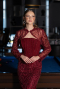 Robe de Soirée Longue Perlé Rouge Bordeaux ABU6567