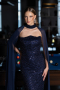 Robe de Soirée Longue Perlé Bleu Marine ABU6569