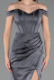 Robe Queue de Poisson Longue Satin Anthracite ABU6574