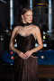 Robe de Soirée Longue Mousseline Brun ABU6570