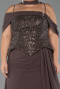 Robe de Soirée Grande Taille Longue Mousseline Brun ABU6274
