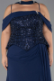 Robe de Soirée Grande Taille Longue Mousseline Bleu Marine ABU6274
